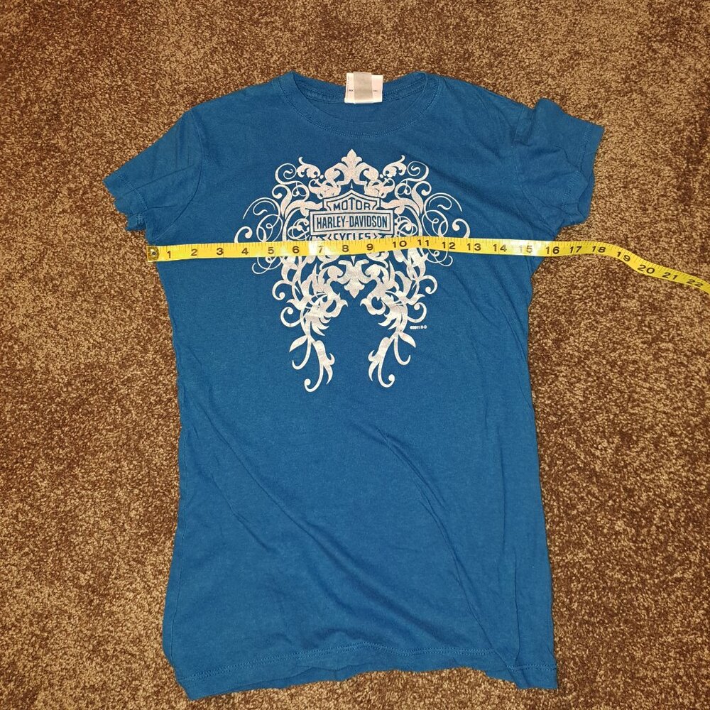Harley Davidson Short Sleeve Metallic Iridescent Scroll Print Tee - Picture 4 of 8